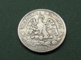 Old Zs S 1879 50 Centavos Silver Zacatecas Coin Mexican Cactus Second 2d Republic - £202.29 GBP