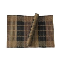 Bamboo Reed Dinner Table Placemats Set of 2 18.5x13 Black Tan - £8.01 GBP