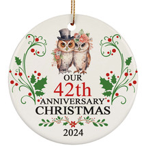 Our 42th Anniversary Christmas 2024 Ornament Gift 42 Years Owl Couple In Love - £11.83 GBP