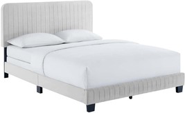 Modway Celine Channel Tufted Performance Velvet Full Bed In Light Gray - £154.88 GBP
