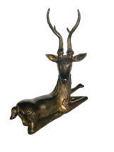 Bronze Brass Bookend Antique Caribou Deer Elk Antler vtg figurine Book End stag - £58.40 GBP