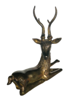 Bronze Brass Bookend Antique Caribou Deer Elk Antler vtg figurine Book End stag - £55.79 GBP