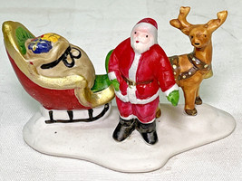 1992 Lemax Dickensvale Collectibles Christmas Village Porcelain Santa With Sled - £19.68 GBP