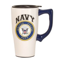 Spoontiques - Ceramic Travel Mugs - Navy Cup - Hot or Cold Beverages - Gift for  - £30.80 GBP