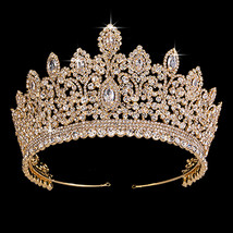 Wedding Crown Jewelry Vintage Ethnic Bridal Hair Tiaras Copper CZ  Rhine... - £91.53 GBP