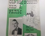 Old Mac Donald Had a Farm Eddie Lane photo Mort Glickman Sheet Music 1935 - $5.98