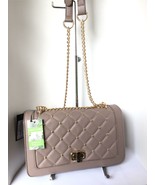 NEW BADGLEY MISCHKA Gold Tone Studdend Quilted Crossbody Bag, Taupe - £47.77 GBP