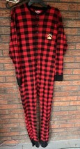 Lazy One Buffalo Plaid Pajamas Union Suit Bear Cheeks Large Back Flap Un... - £15.80 GBP
