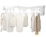 Retractable Clothes Drying Rack,3 Fold White Laundry Drying Rack,Wall Mo... - $73.99