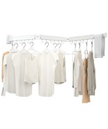 Retractable Clothes Drying Rack,3 Fold White Laundry Drying Rack,Wall Mo... - £58.18 GBP