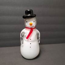Art Glass Snowman Figurine Fifth Avenue Crystal Solid Heavy Paperweight READ - £23.89 GBP