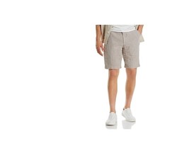 The Men&#39;s Store at Major Dept Store Linen Micro-Houndstooth Sport Shorts Tan-32 - £40.20 GBP