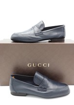 NIB Gucci Mens Navy Blue Leather Loafers Shoes  7 40 - £272.87 GBP