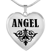 Unique Gifts Store Angel v01 - Heart Pendant Luxury Necklace Personalized Name - £32.08 GBP