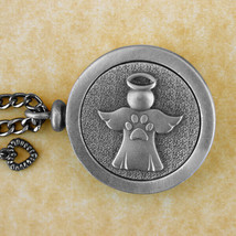 Pewter Keepsake Pet Memory Charm Cremation Urn with Chain - Angel Paws - £79.92 GBP