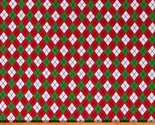 Cotton Christmas Argyle Plaid Patterned Red Green Fabric Print by Yard D... - $12.95