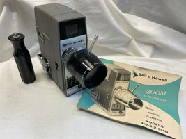 Vtg Bell &amp; Howell 8mm Zoom Electric Eye Movie Camera Untested with Booklet - $29.95