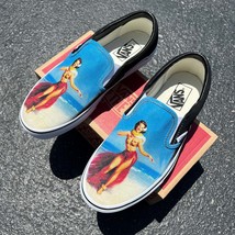 Vintage Hula Dancer Tropical Beach Hawaii Slip On Vans - Men&#39;s And Women&#39;s Shoes - £135.09 GBP