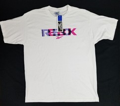 Vintage REEBOK Spellout 1990&#39;s Womens Color Block White T-Shirt New Old Stock XL - £27.42 GBP