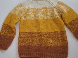 Vtg 70&#39;s Chunky Hand Knit Handmade By Geah Kazarian Crew Neck Sweater Women S/M - £35.56 GBP