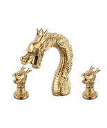 Luxury Gold 3 Holes 8&quot; widespread washbasin dragon basin sink Faucet tap... - $1,696.51 CAD