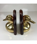 Vtg Solid Brass/Wood Mallard Ducks Pair Heads Bookends Made In England MCM - $638.31 MXN