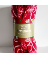 Holiday Fleece Throw 50 x 60&quot; NEW Christmas Red And White Snowflake Them... - $27.34 CAD