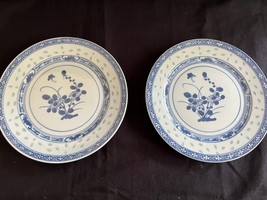 2 x Antique Chinese Blue &amp; White Dragon tranlucent Porcelain plates .  Marked - £47.47 GBP