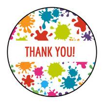 30 THANK YOU PAINT SPLATTER ENVELOPE SEALS LABELS STICKERS 1.5&quot; PARTY FA... - $7.49