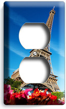 EIFFEL TOWER FLOWERS PARIS EUROPE FLORAL BLUE SKY OUTLET PLATE BEDROOM A... - £8.18 GBP