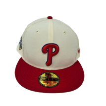 New Era 59FIfty MLB Philadelphia Phillies 2008 World Series 7 1/2 Red White Hat - £31.03 GBP