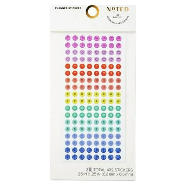 3M Post it Planner Dot, Stickers: 0.25 in. diameter 408 dots pack Multicolor 1Pk - $8.63