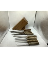 Vintage Chicago Cutlery 9 Slot Knife Block With 9 Pieces Knife Set - $89.72 CAD