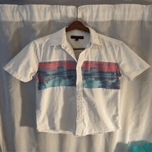 Aeropostale Sunset Button Down Shirt--White S/S Euc Mens Small South West - £9.73 GBP
