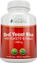 Red Yeast Rice 1200Mg with Coq10 &amp; Flush Free Niacin 120 Vegetarian Capsules - N - £41.35 GBP