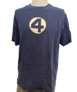 Vintage Marvel Comic Navy Blue Short Sleeve T Shirt White Circle with #4... - $13.02 CAD