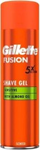 Gillette Fusion 5 Ultra Sensitive with Almond Oil Men&#39;s Shave Gel 6.7 oz... - $465.54 MXN