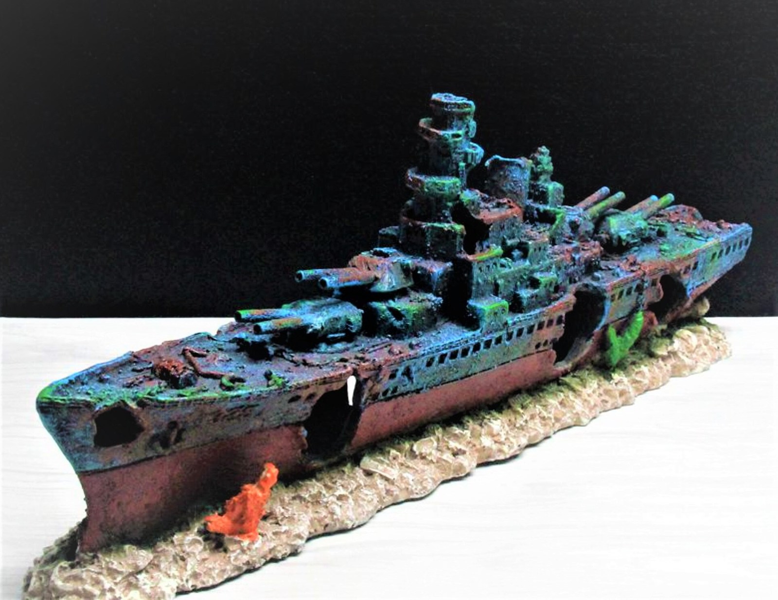 Large Sunken Warship Aquarium Decor fine detail for aquarium fish shrimp... - $44.99