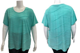 Penmans Women&#39;s Plus Ripple Crew Neckline Green 3X NEW - $13.99