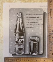 Vintage Print Ad Hires Root-Beer Bottle and Glass of Soda Pop 1940s 6.75 x 5.25&quot; - £6.12 GBP
