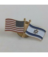 Vintage White With Blue Stripes &amp; Star &amp; USA Flags Lapel Hat Pin - €4,64 EUR