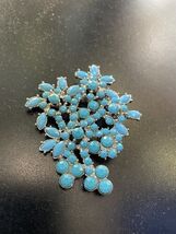 Turquoise silver tone flower  pin brooches 2 5/8”x2” Great Gift - $3.99