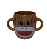 Sock Monkey Coffee 16oz Cup Mug Ceramic Double Handle Galerie Brown Stri... - £7.44 GBP