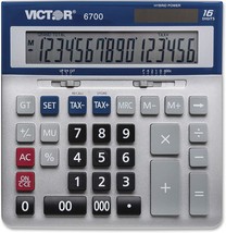 Silver And Blue Victor 16-Digit Desktop Calculator. - $38.99