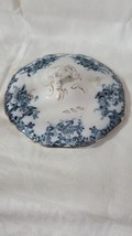 Round Serving Dish Cover Only Blue Handle Floral Gold Trim - £12.18 GBP