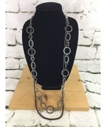 Rita D. Signed Necklace Silver Toned Oblong Chain Links Clunky Large Long - £15.62 GBP