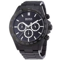 Hugo Boss HB1512961 Herren Ikon Black Dial Chrono Edelstahl Uhr Geschenktüte - £103.81 GBP