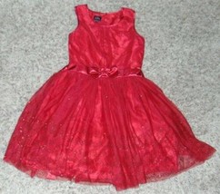 Girls Dress Christmas Holiday Red Lilt Organza Glitter Sleeveless Party-sz 16 - £30.06 GBP