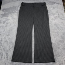 Larry Levine Pants Womens 14 Black Wool Triped Straight High Rise Dress Pants - £20.68 GBP