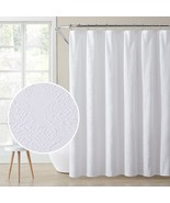 All White Geometric 72 in x 72 in Shower Curtain Fabric for Bathroom Sol... - $17.82 CAD